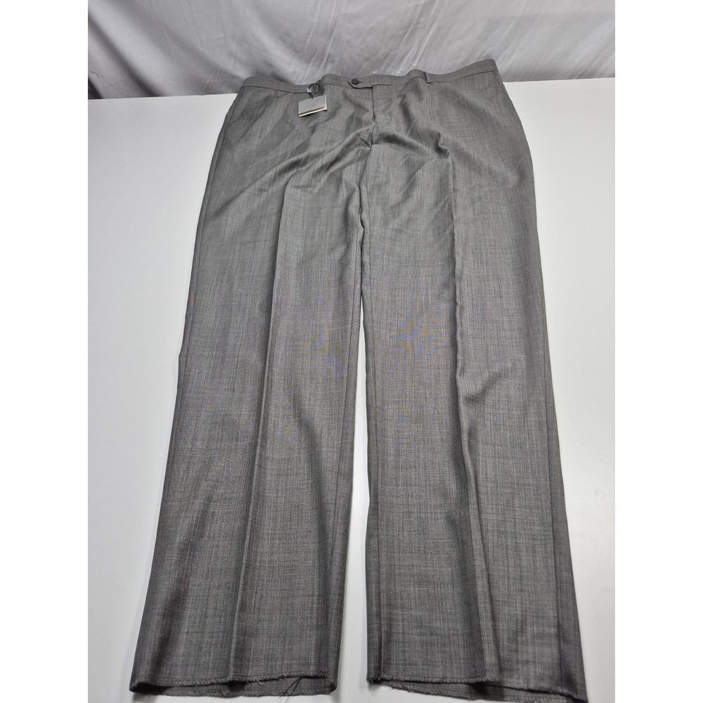 Rossetti Uomo Dress Pants Mens 48x36 Gray Wool Flat Front Straight Unhemmed NWT
